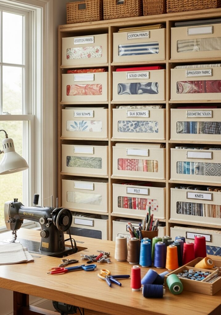 Labelled fabric drawer organization system