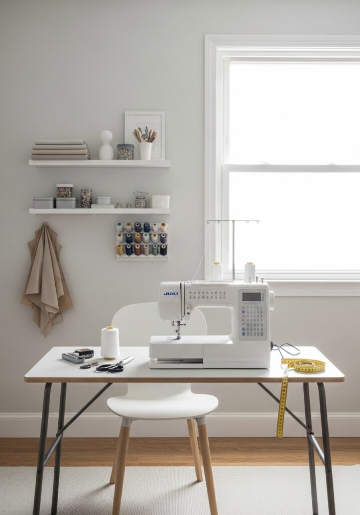 Distraction-free sewing room supporting focus
