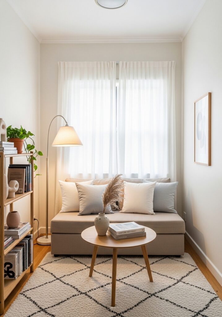 Light colors making a small apartment feel spacious