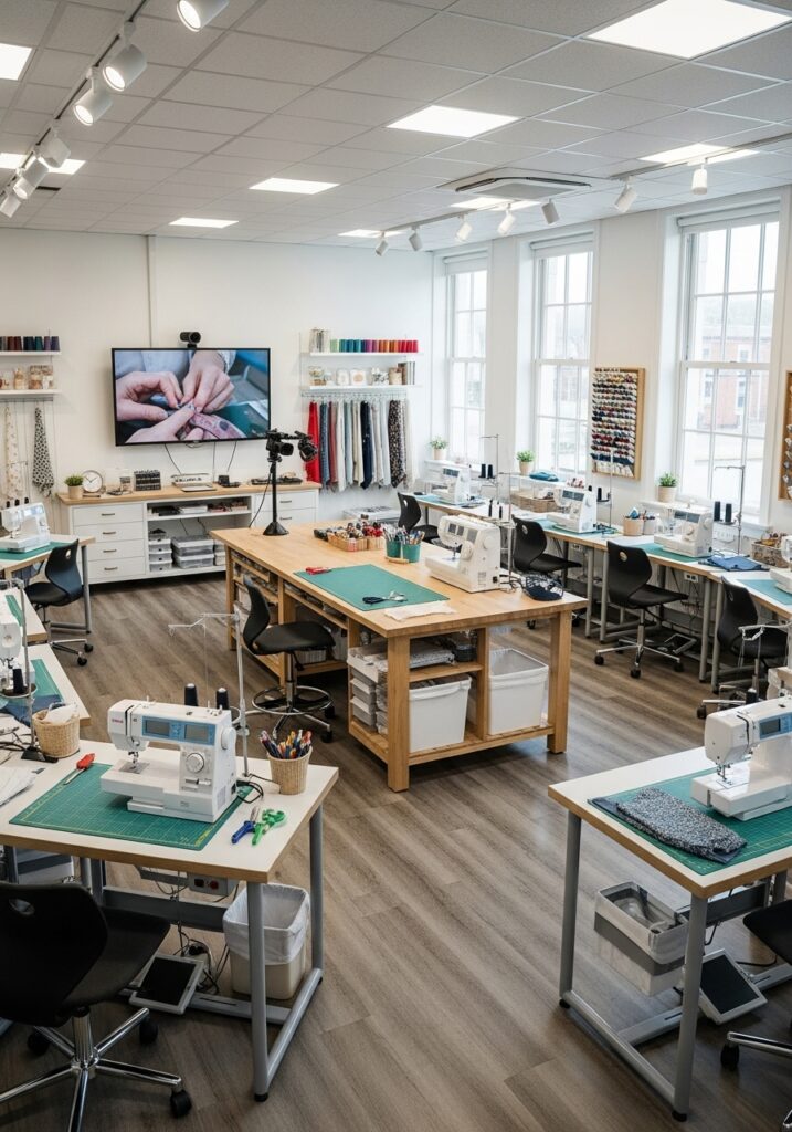  Teaching-friendly sewing room layout for tutorials and classes