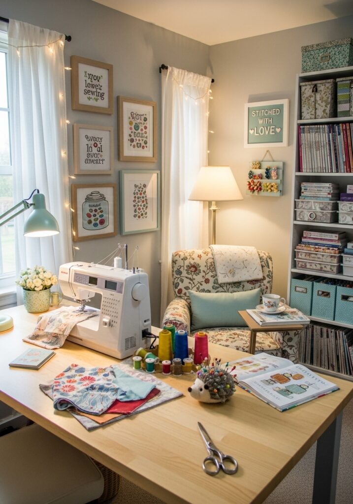 Personalized sewing room reflecting individual style