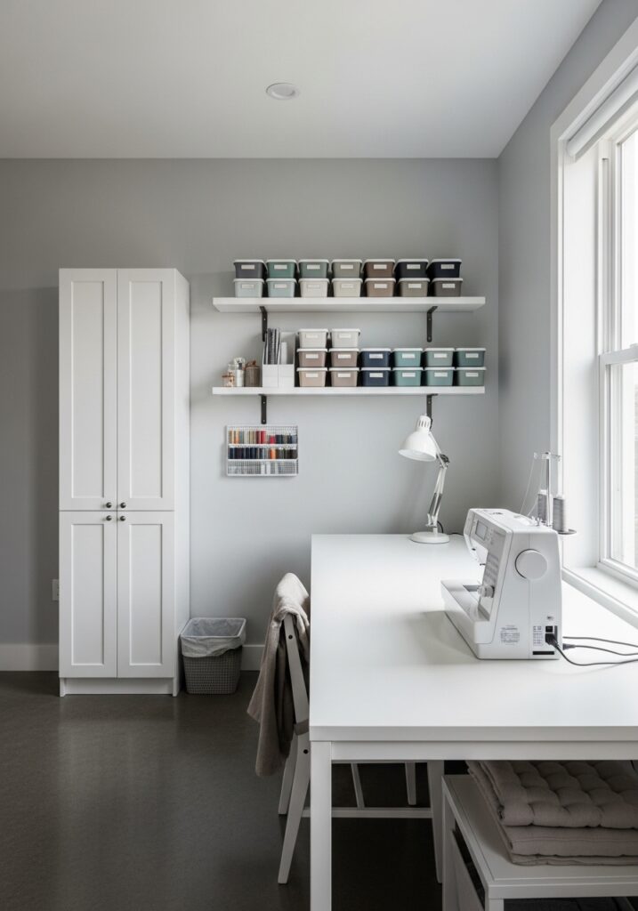  Minimalist sewing room layout with clutter-free design