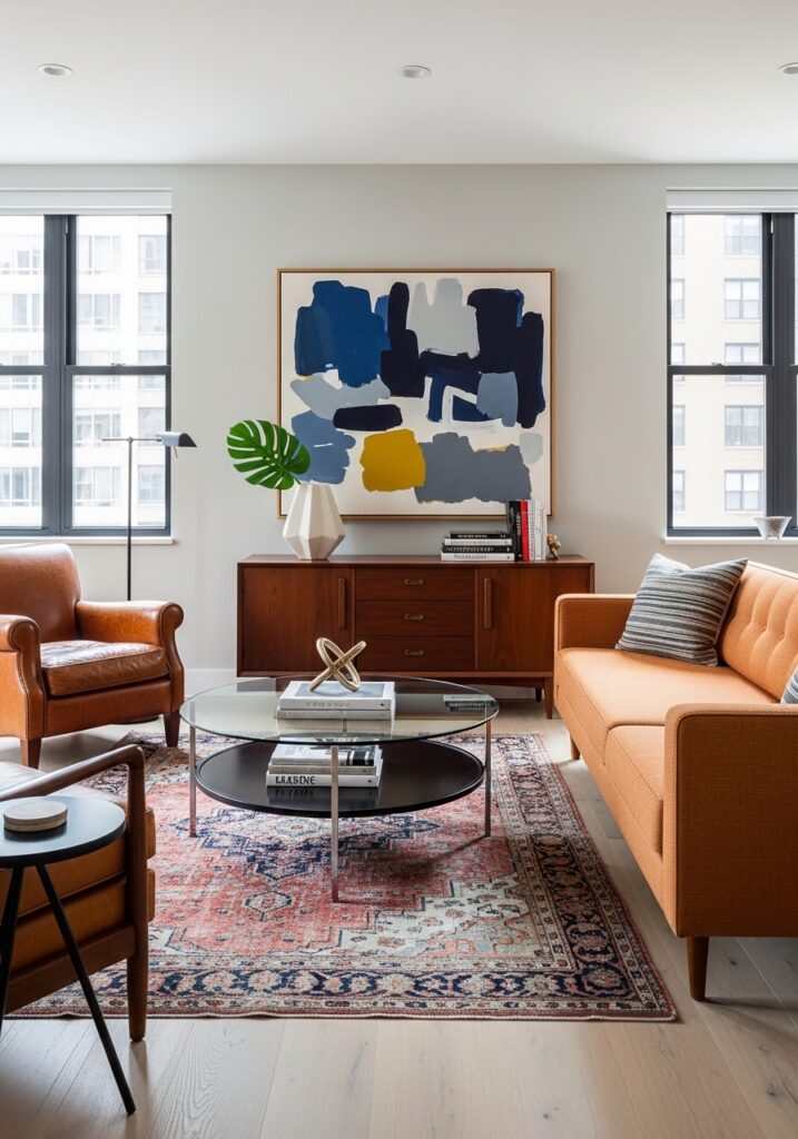 Mixed old and new decor creating character in apartment