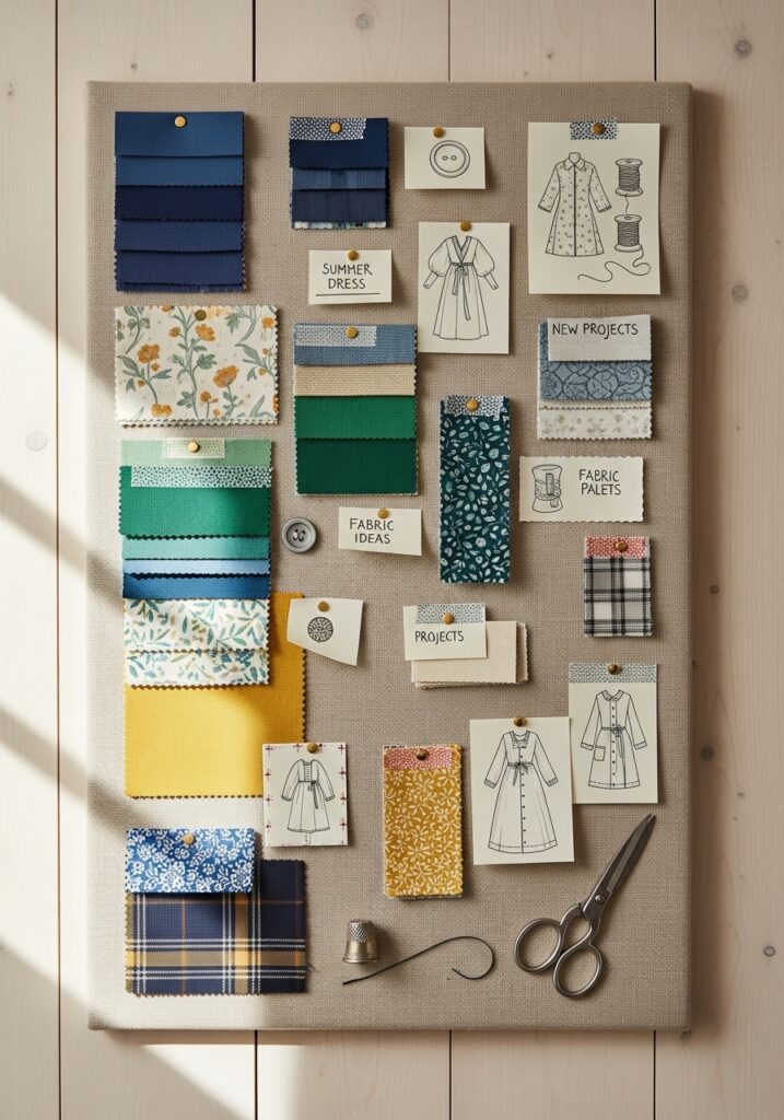  Sewing room inspiration board for creative storage