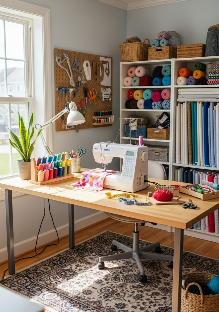 Sewing room encouraging consistent creative practice
