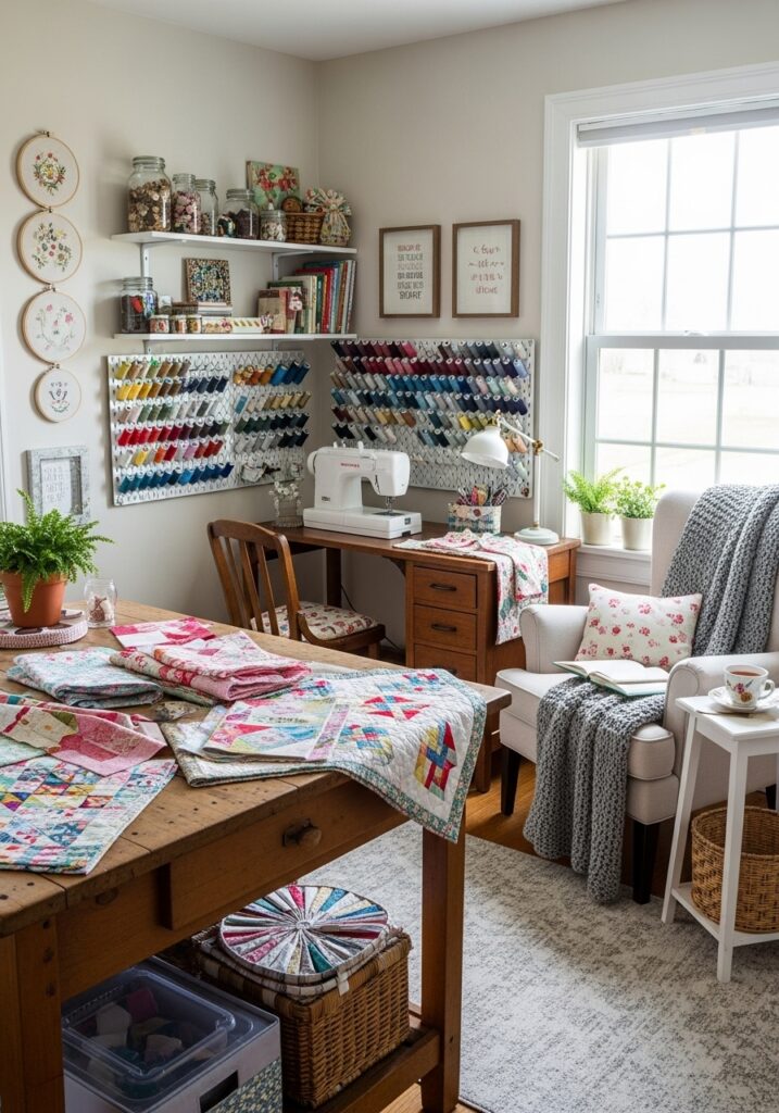 Ideal sewing room setup designed around personal vision