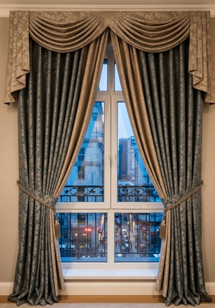 Curtains enhancing apartment interior style