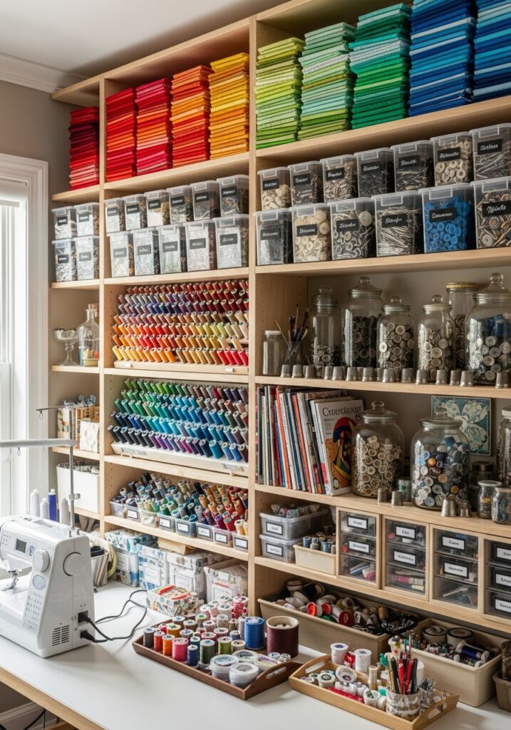  Multi-level sewing room storage system