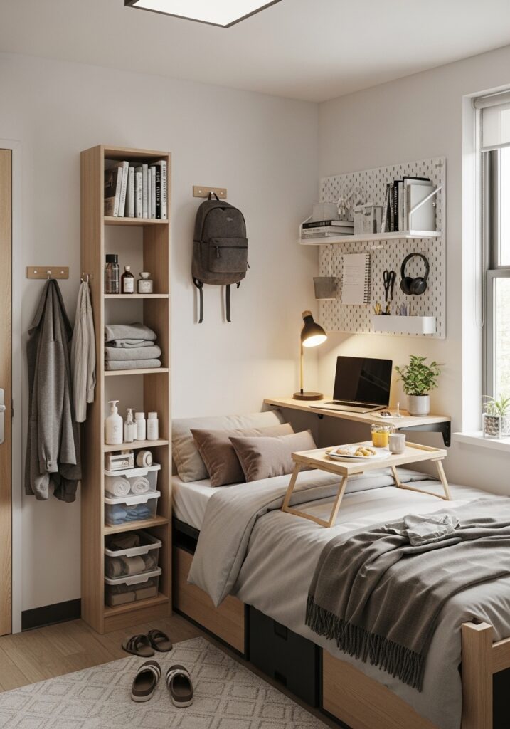 Easy-to-maintain dorm room organization system