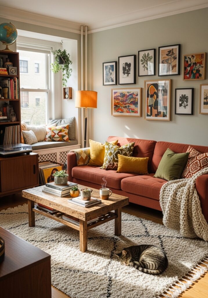 Apartment interior that feels warm, personal, and homelike
