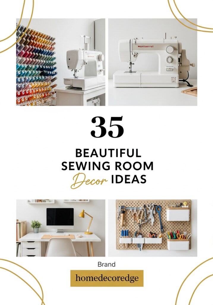 35 beautiful sewing room decor ideas hook image with HomeDecorEdge branding