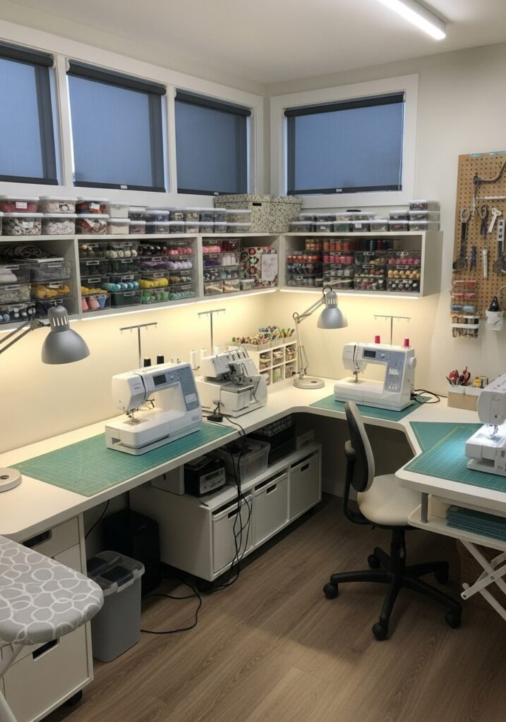  Sewing room layout designed to maximize natural daylight