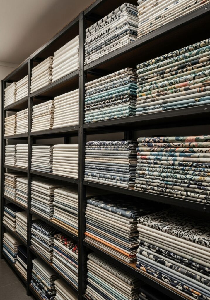 Fabric storage solution organizing sewing materials
