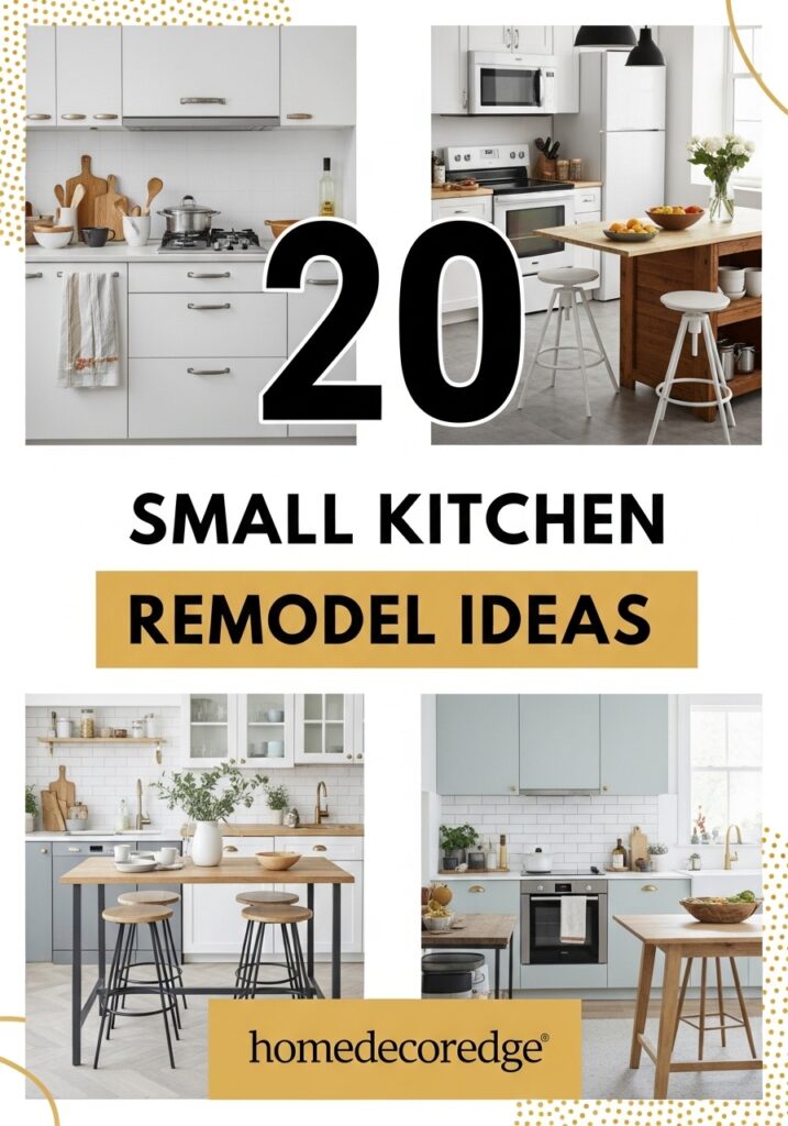 20 small kitchen remodel ideas hook image with HomeDecorEdge branding