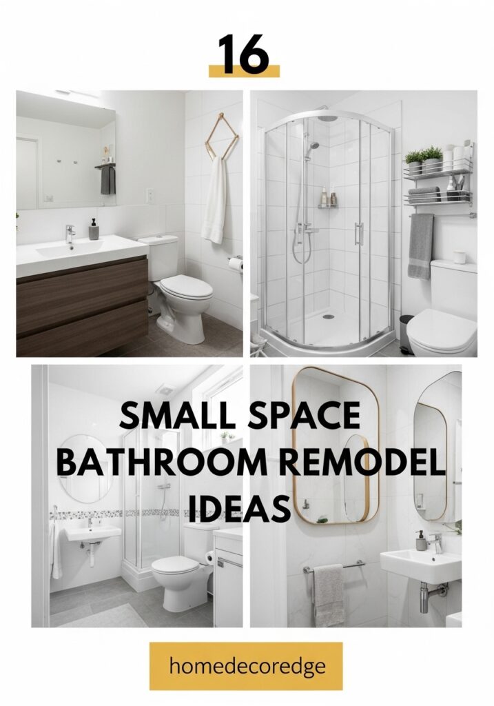 16 small space bathroom remodel ideas hook image with HomeDecorEdge branding