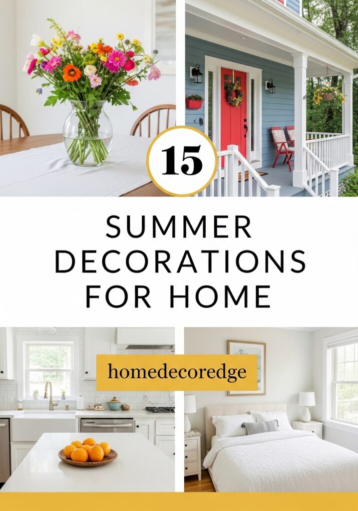 15 summer decorations for home hook image with HomeDecorEdge branding