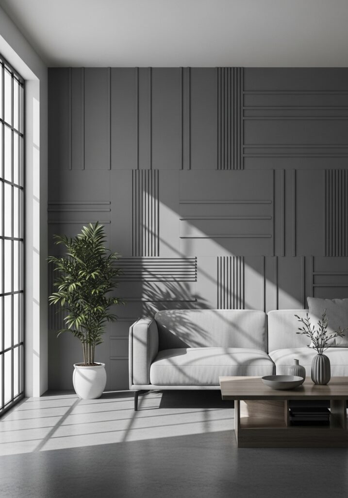 Modern wall paneling adding architectural interest in living room 2026

