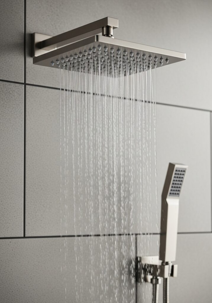 Modern rainfall showerhead with handheld attachment