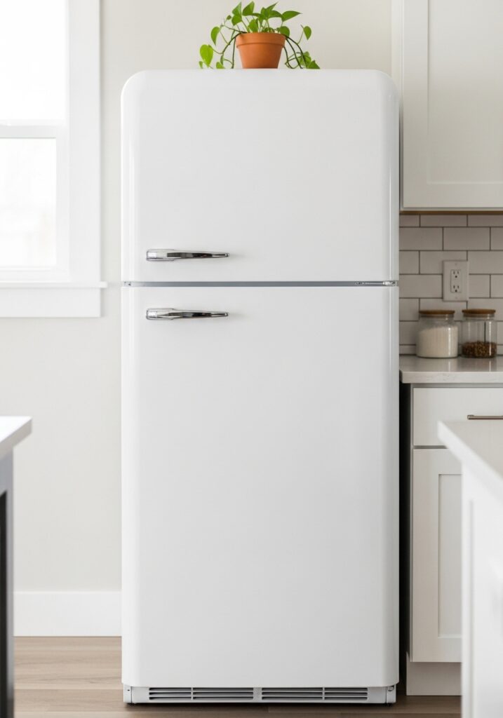 Budget kitchen update with outdated appliances painted white