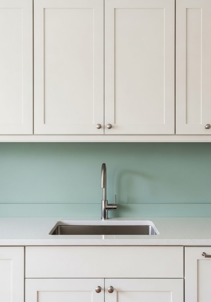  Budget kitchen with painted backsplash in coordinating color instead of tile