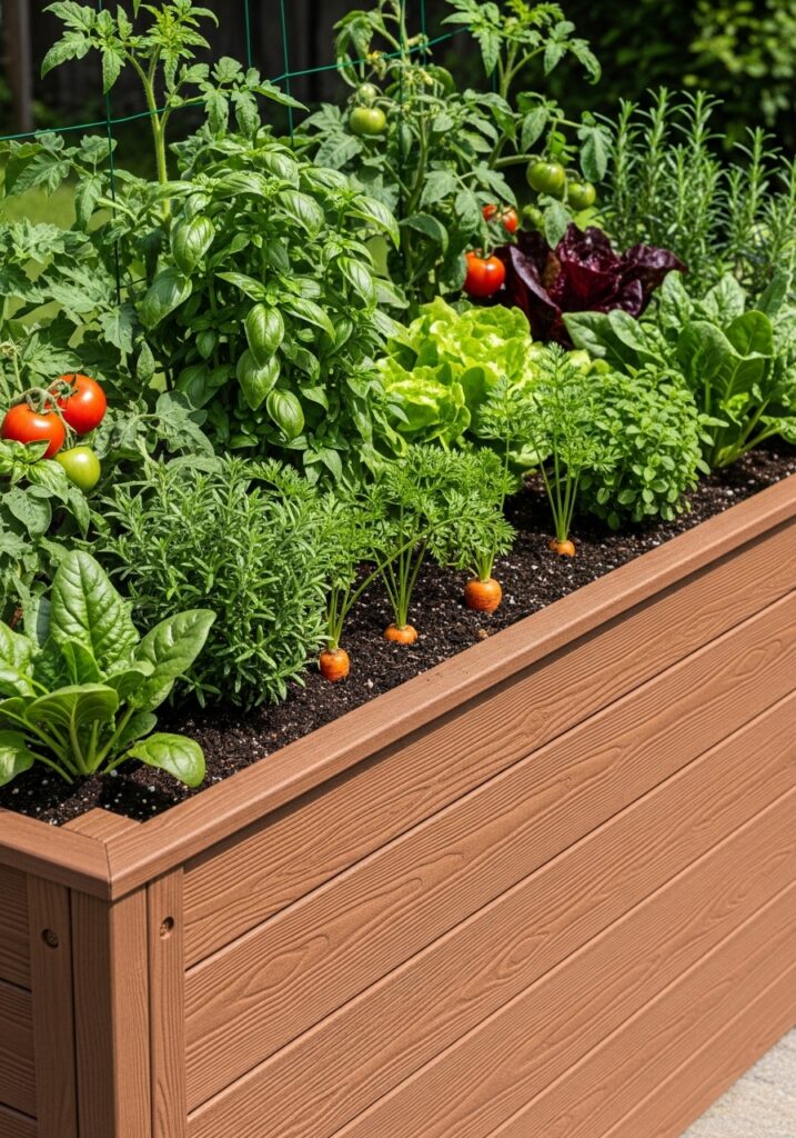 Eco-friendly raised garden bed built from recycled plastic lumber