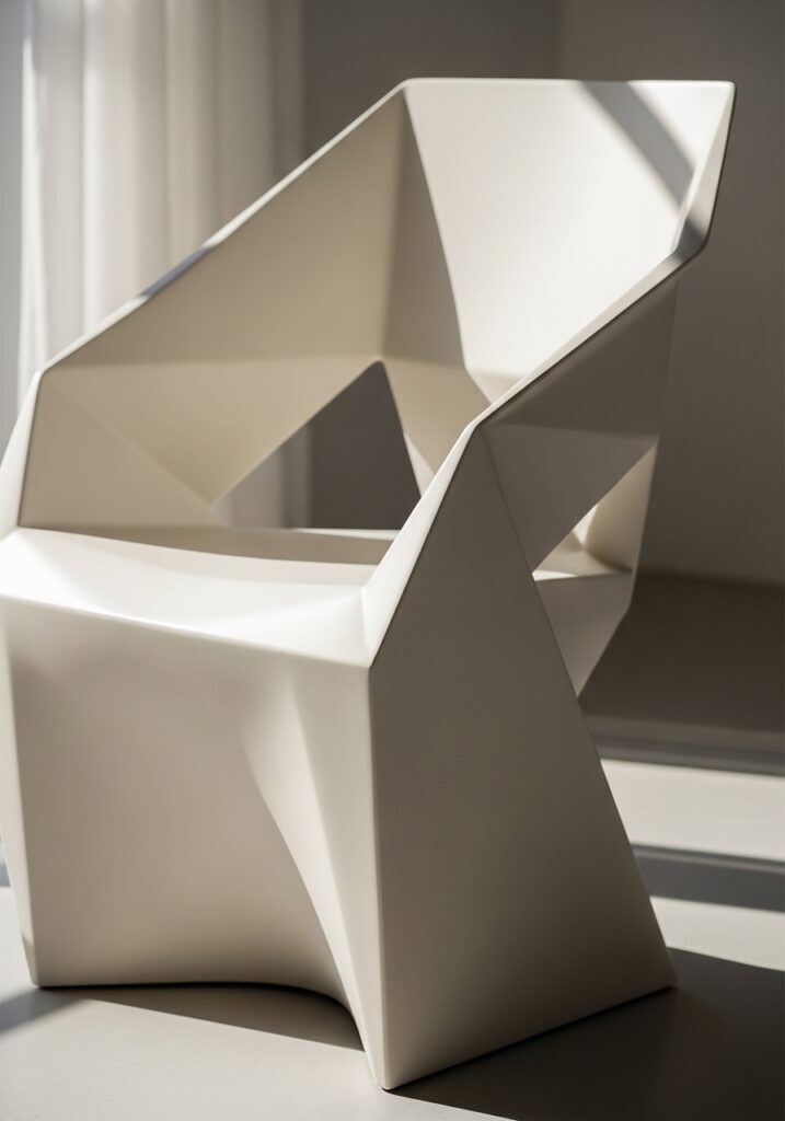 Sculptural accent chair as functional art in modern living room 2026