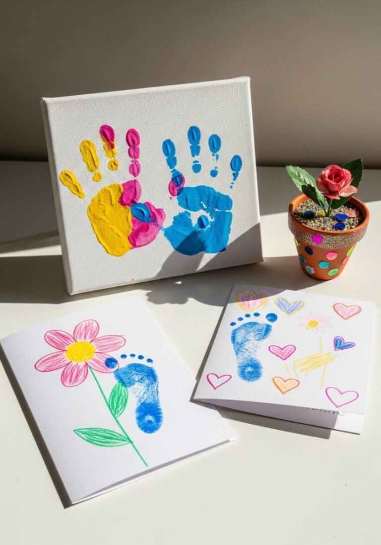 Mothers day crafts for kids handprint canvas footprint flower card decorated flower pot handmade card charming handmade precious heartfelt