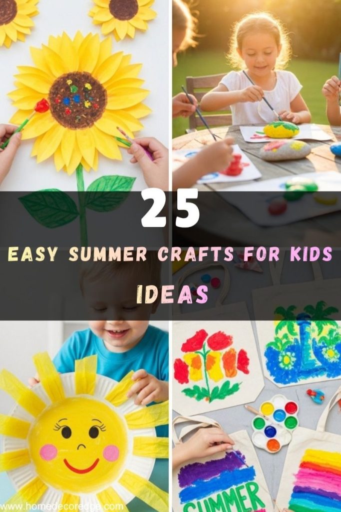 Easy summer crafts for kids sunflower craft rock painting paper plate sun and teen tote bag crafts bright cheerful summer