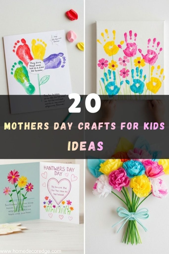 Mothers day crafts for kids footprint flower card canvas painting handmade card DIY flower bouquet