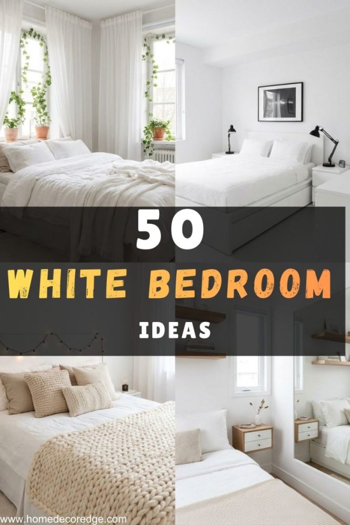 50 white bedroom ideas including aesthetic layered linen bedroom modern black accent bedroom cozy chunky knit retreat and small white bedroom with mirrors and floating shelves
