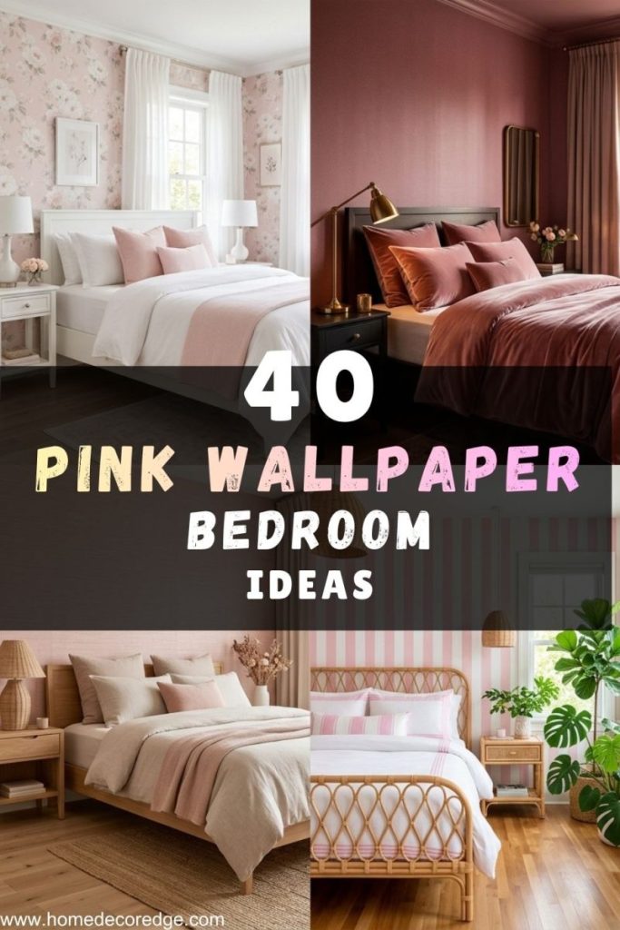 40 pink wallpaper bedroom ideas including light pink floral bedroom dark moody rose bedroom blush textured neutral bedroom and preppy pink striped bedroom