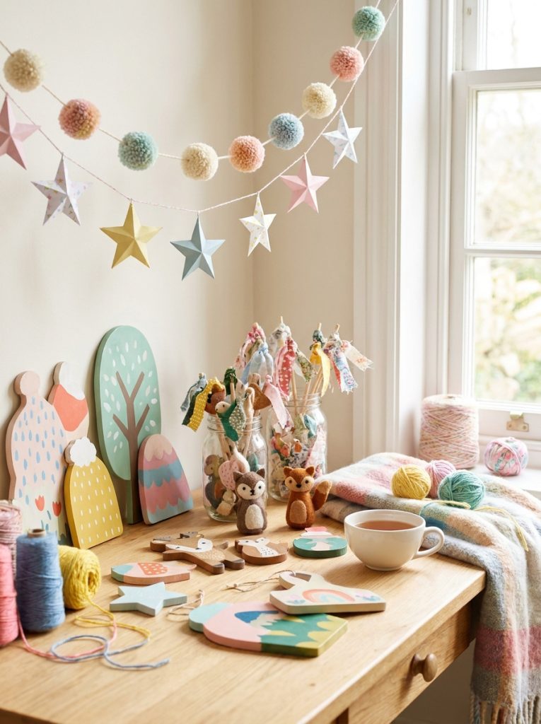 Easy beginner whimsical craft projects displayed showing simple but beautifully magical handmade decorations achievable on first attempt