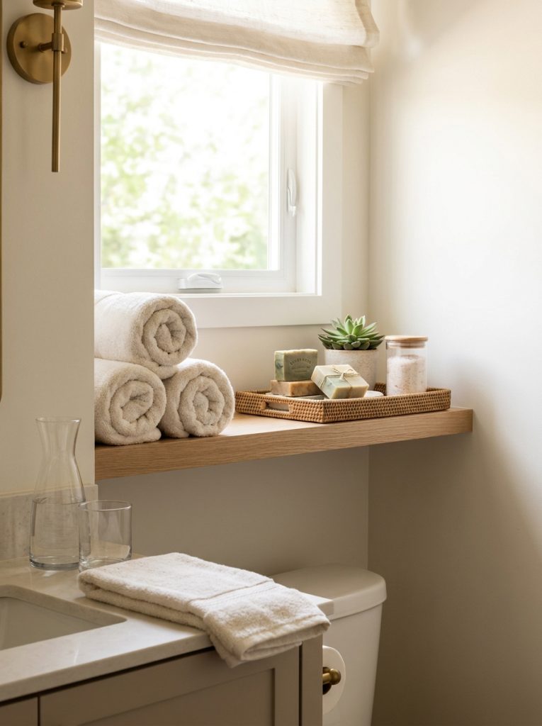 Beautiful bathroom soap dispenser display on marble countertop with matching accessories in gold or matte black finish