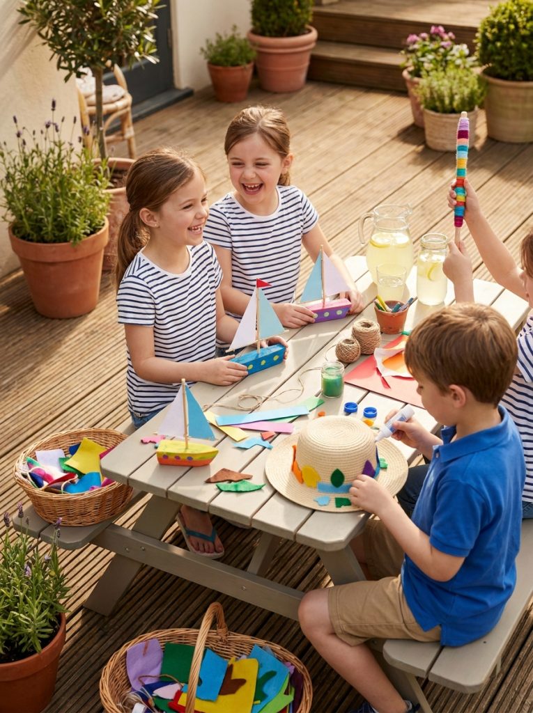 ds doing quick easy simple summer crafts with minimal setup producing beautiful instant results in cheerful craft session