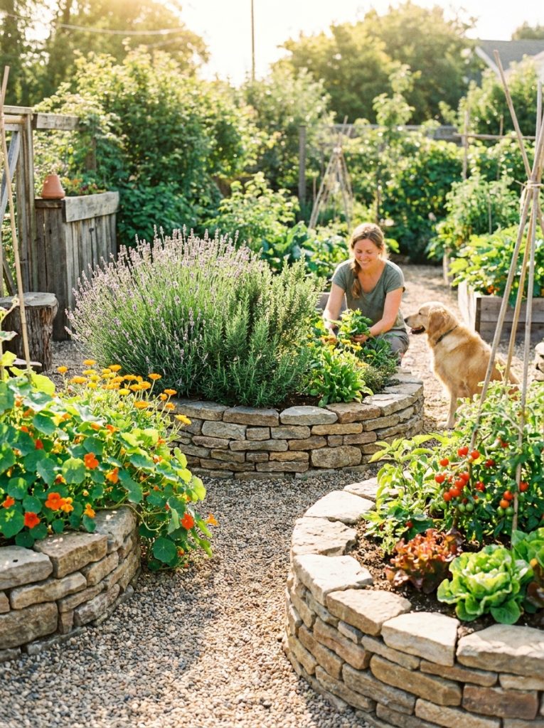  Creative natural rock retaining wall planters creating individual raised planting pockets for herbs flowers and vegetables