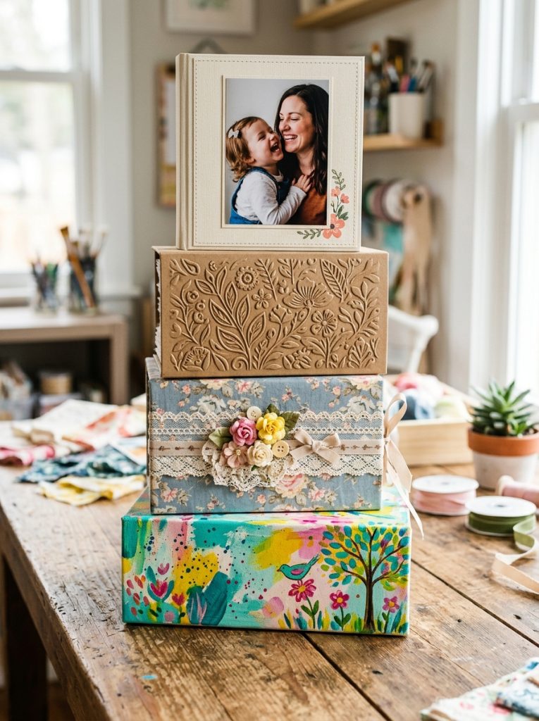  Beautiful scrapbook cover ideas with personalized photo embossed kraft decorated fabric and painted custom covers in various styles 