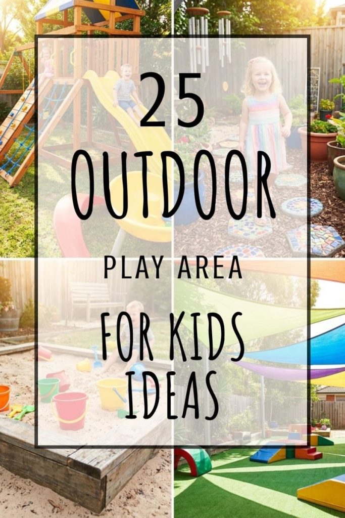 Four bright colorful outdoor play area ideas for kids in sunny backyard