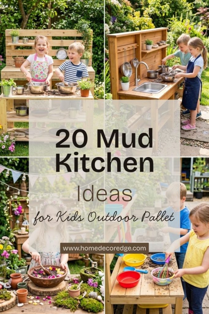 Mud kitchen ideas for kids pallet outdoor fairy and preschool EYFS setups