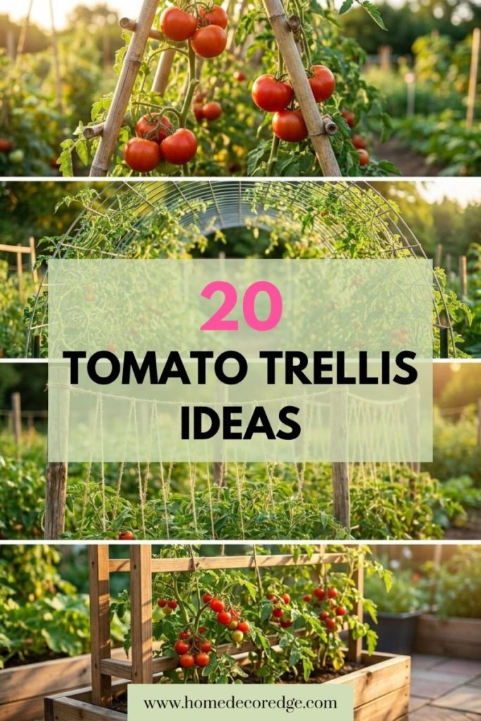 Four tomato trellis ideas including productive bamboo stake beautiful cattle panel arch neat Florida weave and raised bed wooden frame