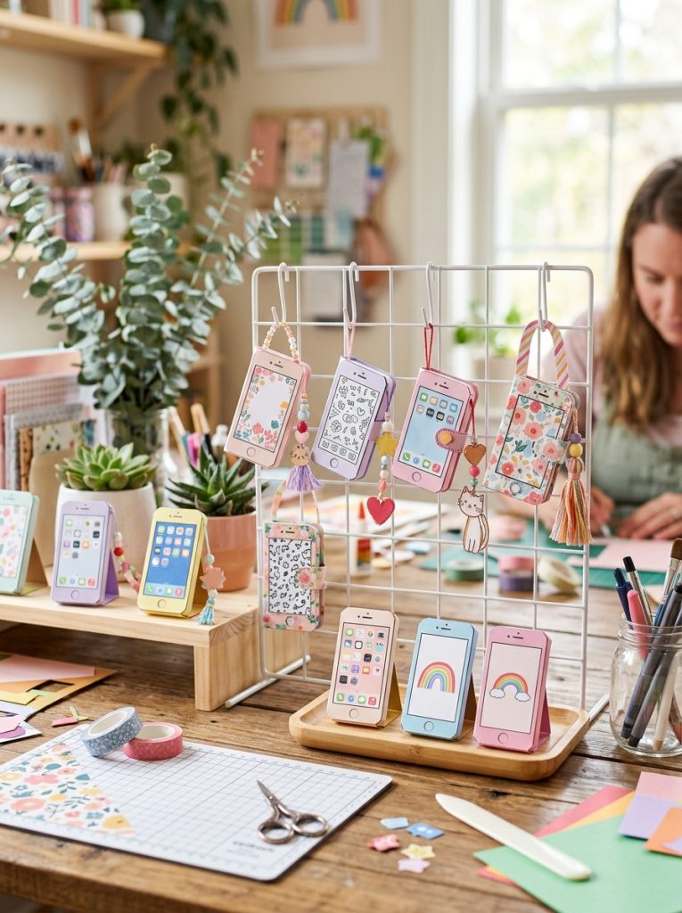 Creative iPhone template printable DIY crafts with miniature phone cases cute screen designs and customizable accessories from templates 