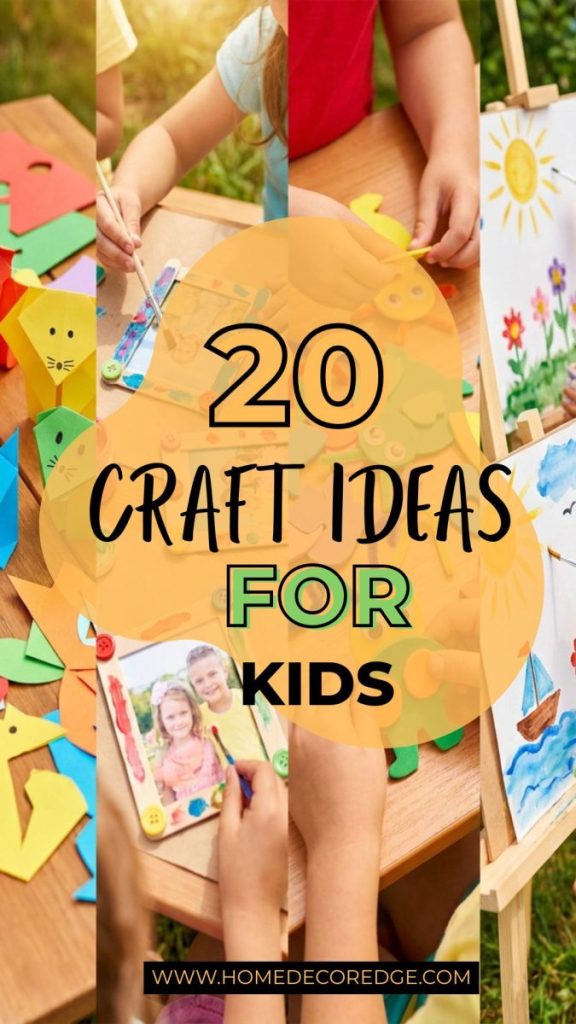Four easy craft ideas for kids including paper craft animals ice cream stick frames foam creatures and summer watercolor paintings