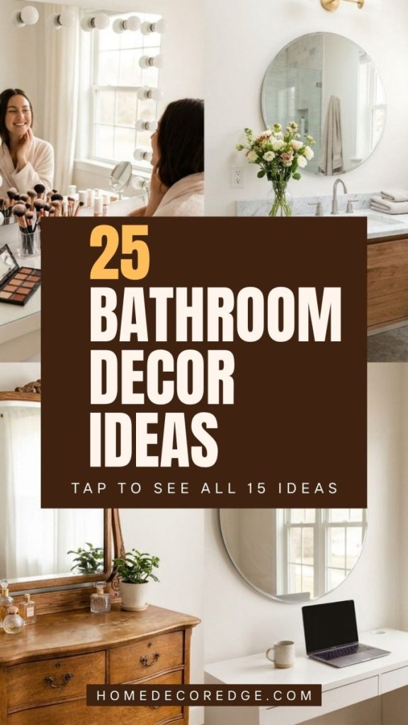 Four bathroom decor ideas including spa neutral candles gold black luxurious leopard print and elegant guest bathroom