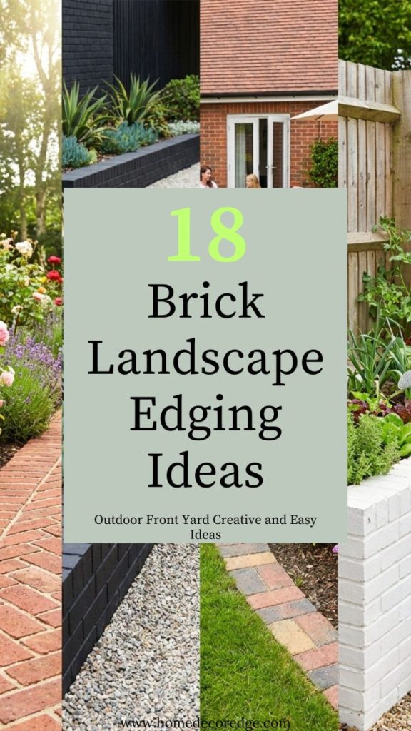Four brick landscape edging ideas including red diagonal black modern curved lawn and white painted raised bed