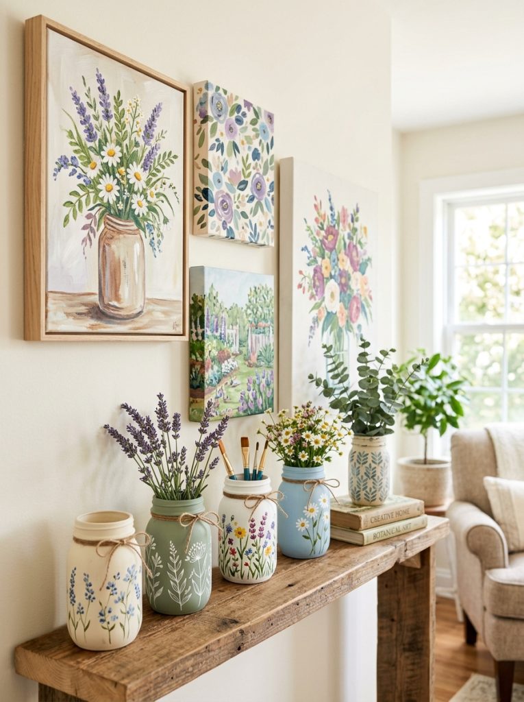  Beautiful canvas and mason jar painting ideas displayed together as cohesive handmade home decor gallery collection 