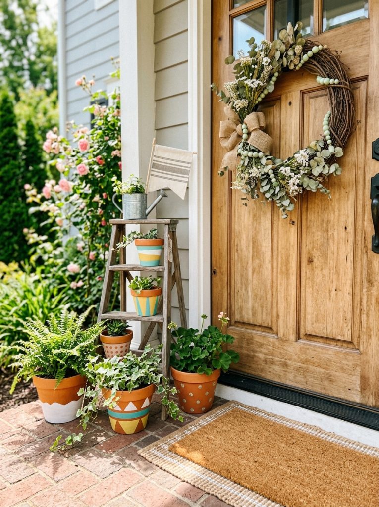 eautiful DIY outdoor entryway decor with painted pots stenciled welcome signs handmade wreaths and repurposed creative entrance decorations