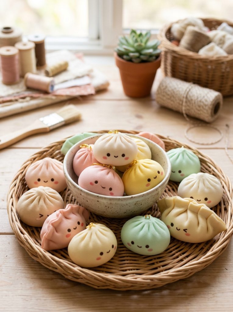  Adorable dumpling squishies DIY with foam kawaii dumplings and gyoza with pleated details pale coloring and sweet expressions 