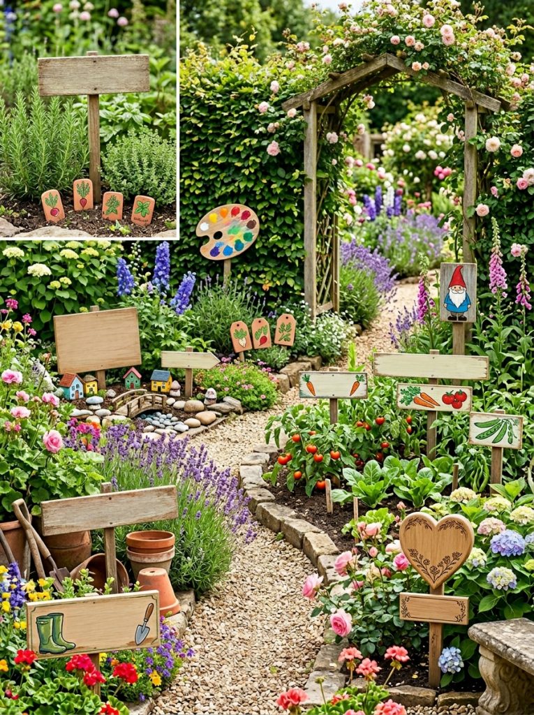  Complete garden signs DIY collection with wooden painted clay pallet fairy gnome herb vegetable quote funny vintage memorial throughout garden