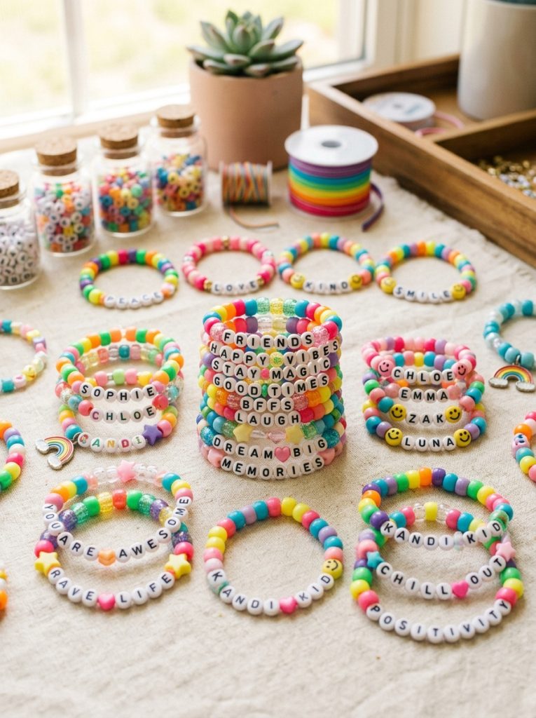 Cute letter bead kandi with alphabet beads spelling names words friendship messages and fun phrases as meaningful personal designs