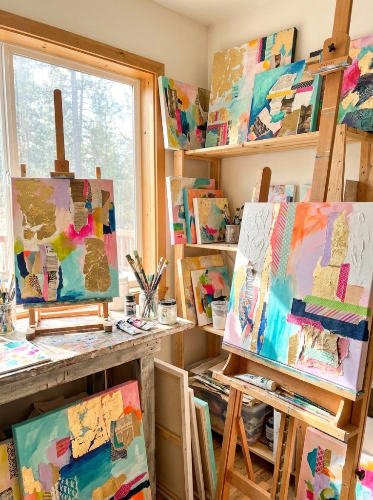 Easy paper acrylic painting ideas for beginners showing beautiful results on heavy watercolor or acrylic paper 