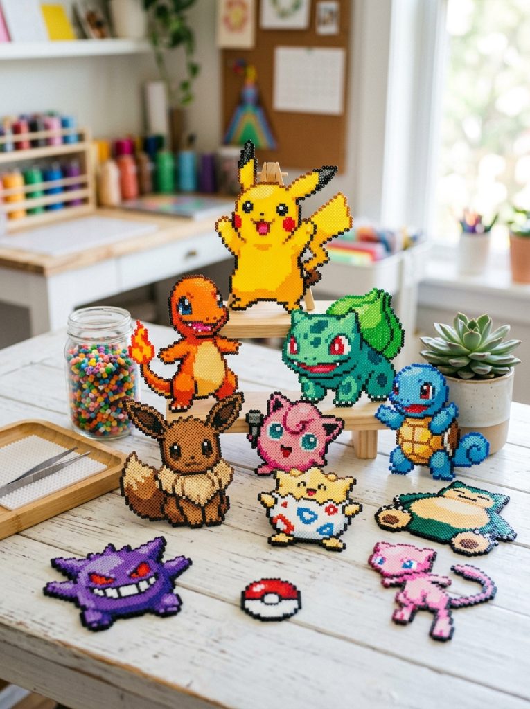 Adorable Pokemon perler bead patterns with beloved character silhouettes and designs in accurate Pokemon colors displayed beautifully